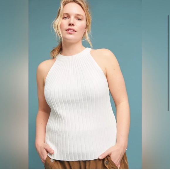 ANHTOPOLOGIE ** White Zadkine Sweater Tank 3X - Picture 2 of 9